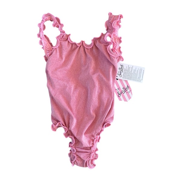 MC2 SAINT BARTH KIDS Clio Lurex One Piece Swimsuit NWT Girls Pink Frill Ruffle - Picture 7 of 8